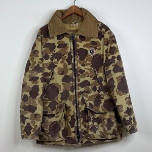 Vintage The Floater Jacket by Mustang Mens XL Brown Camo Boating Made in Canada